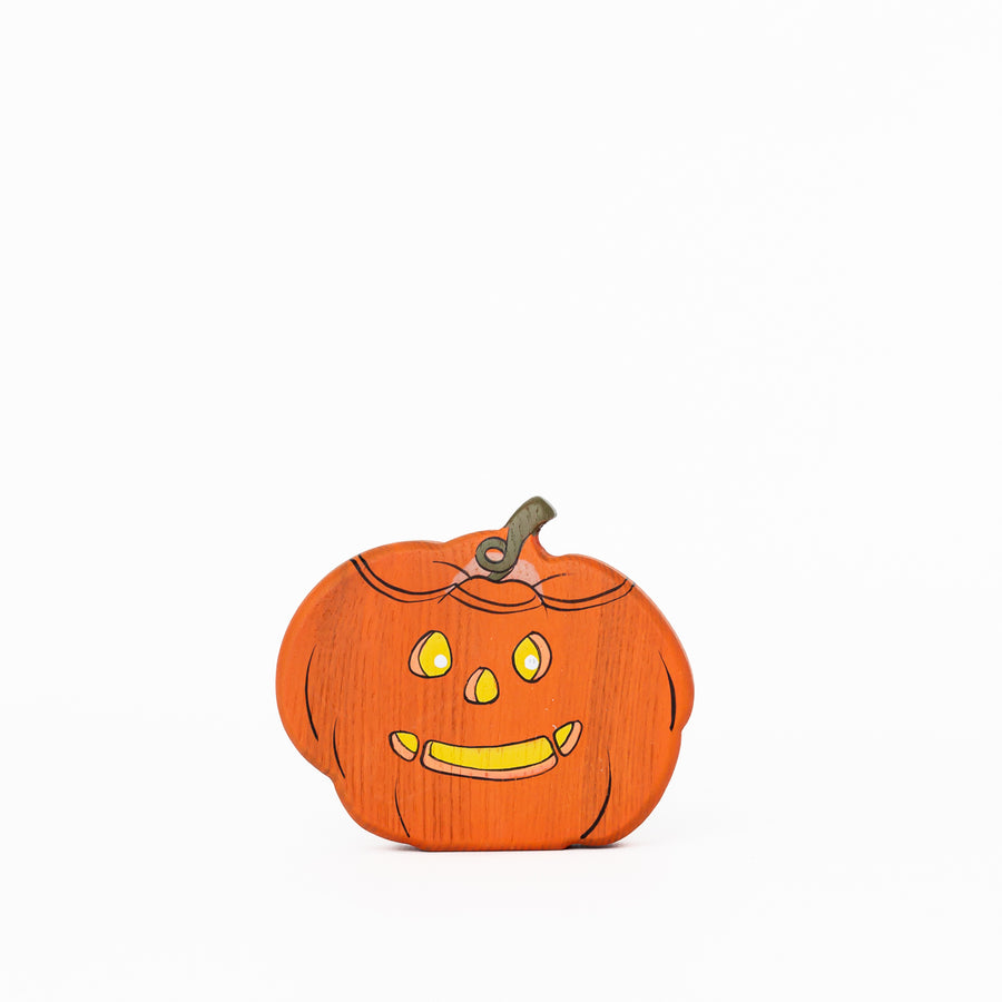 Handmade Jack-O'-Lantern Figure by Wooden Caterpillar