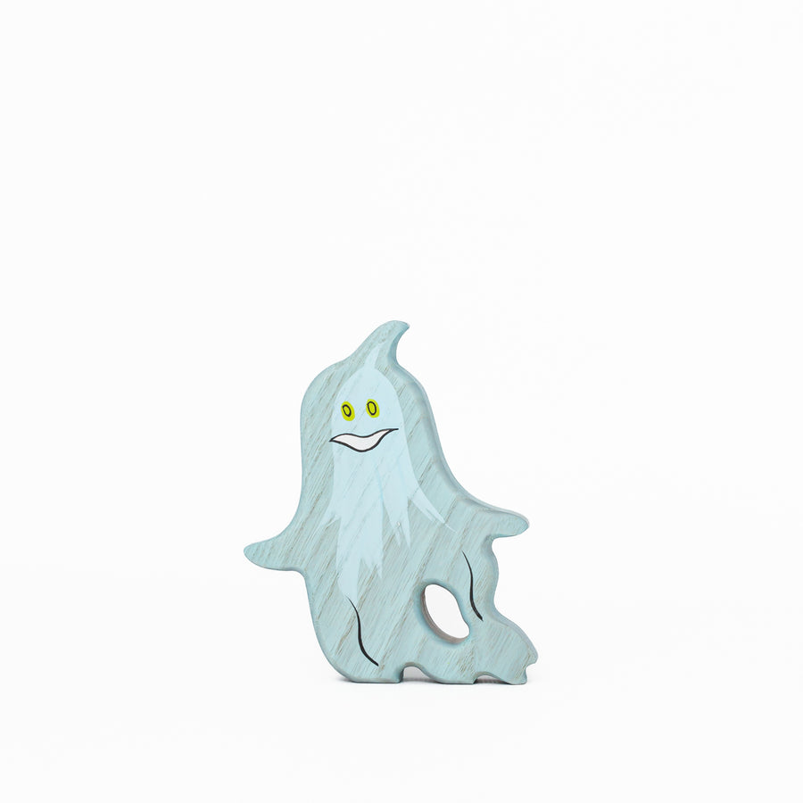 Handmade Friendly Ghost Figure by Wooden Caterpillar