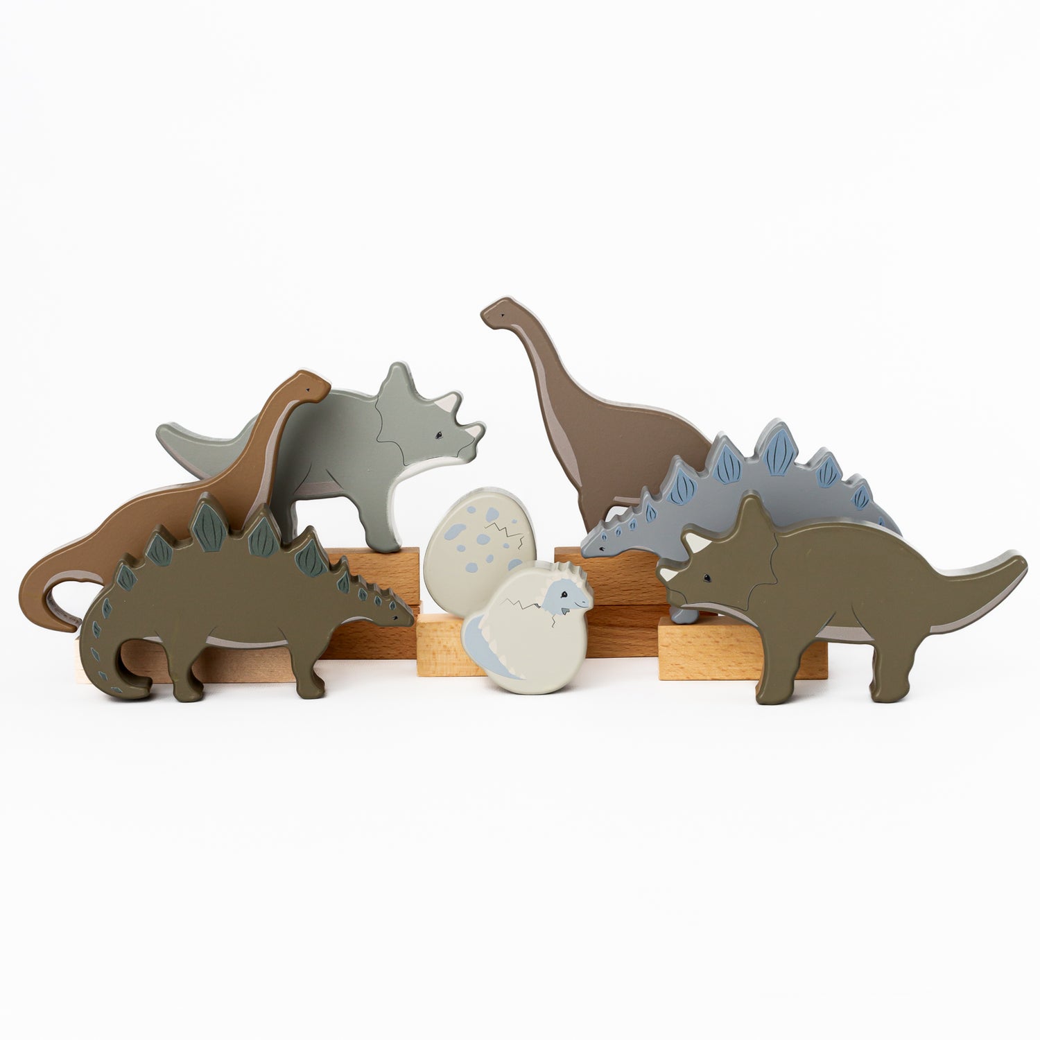 Stacking Wooden Dinosaur Set (8pcs) by Konges Sløjd