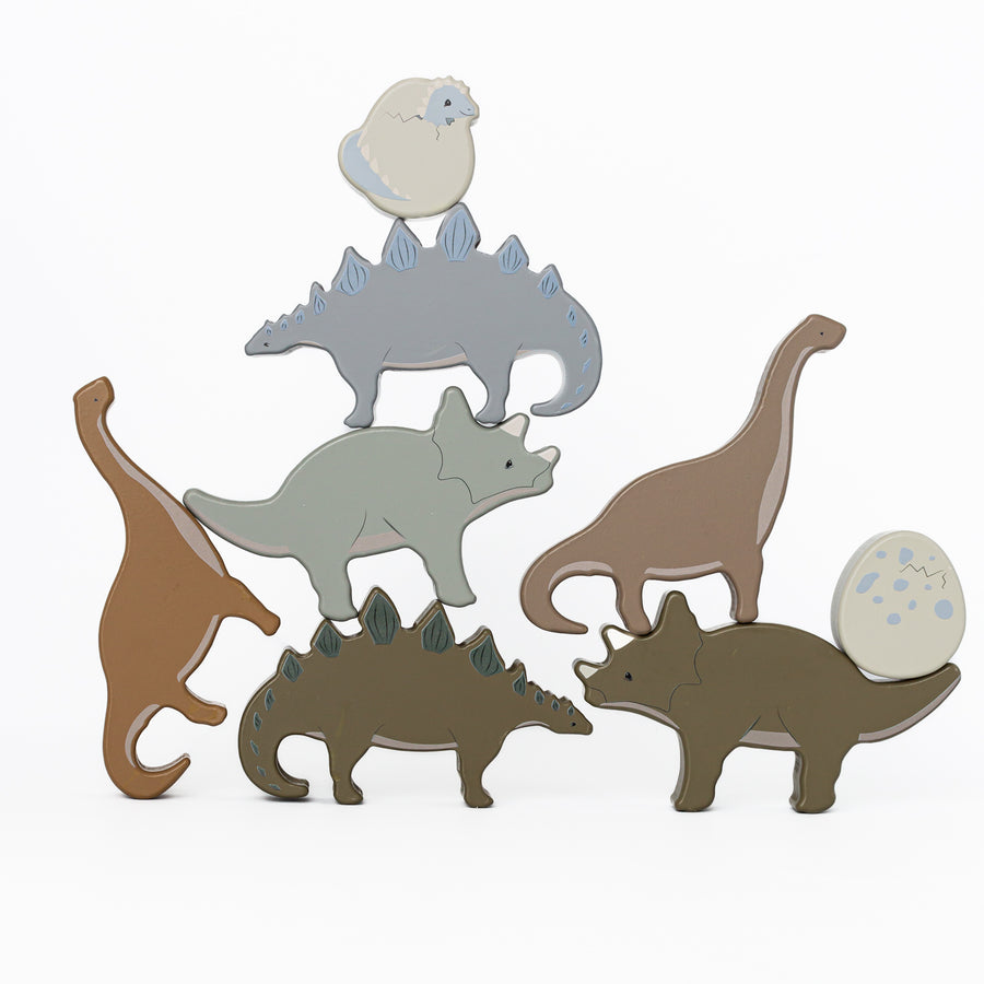 Stacking Wooden Dinosaur Set (8pcs) by Konges Sløjd