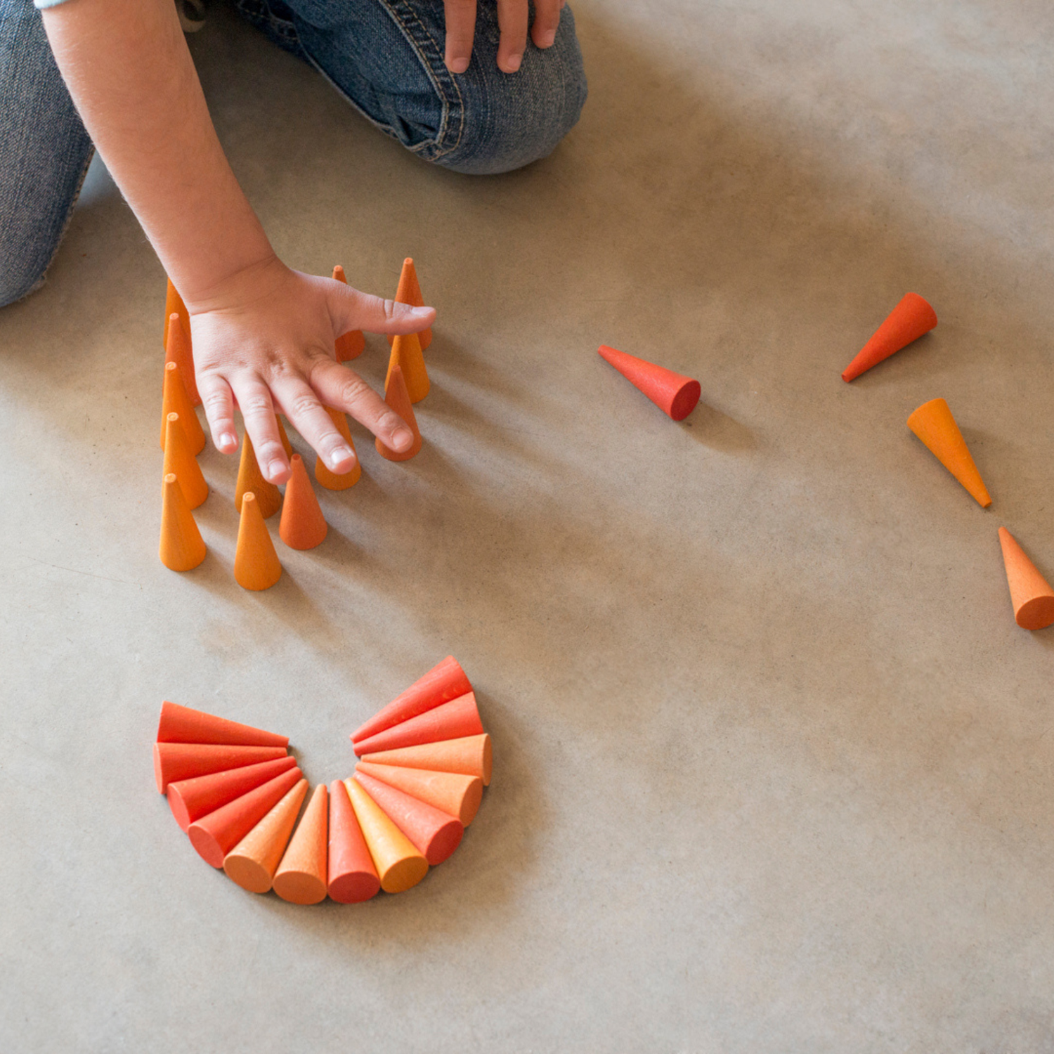 Grapat Wood Mandala (Orange Cones)