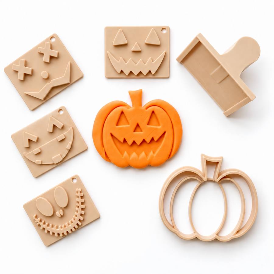 Halloween Jack-o'-Lantern Eco Playdough Stamp Set (with handle)