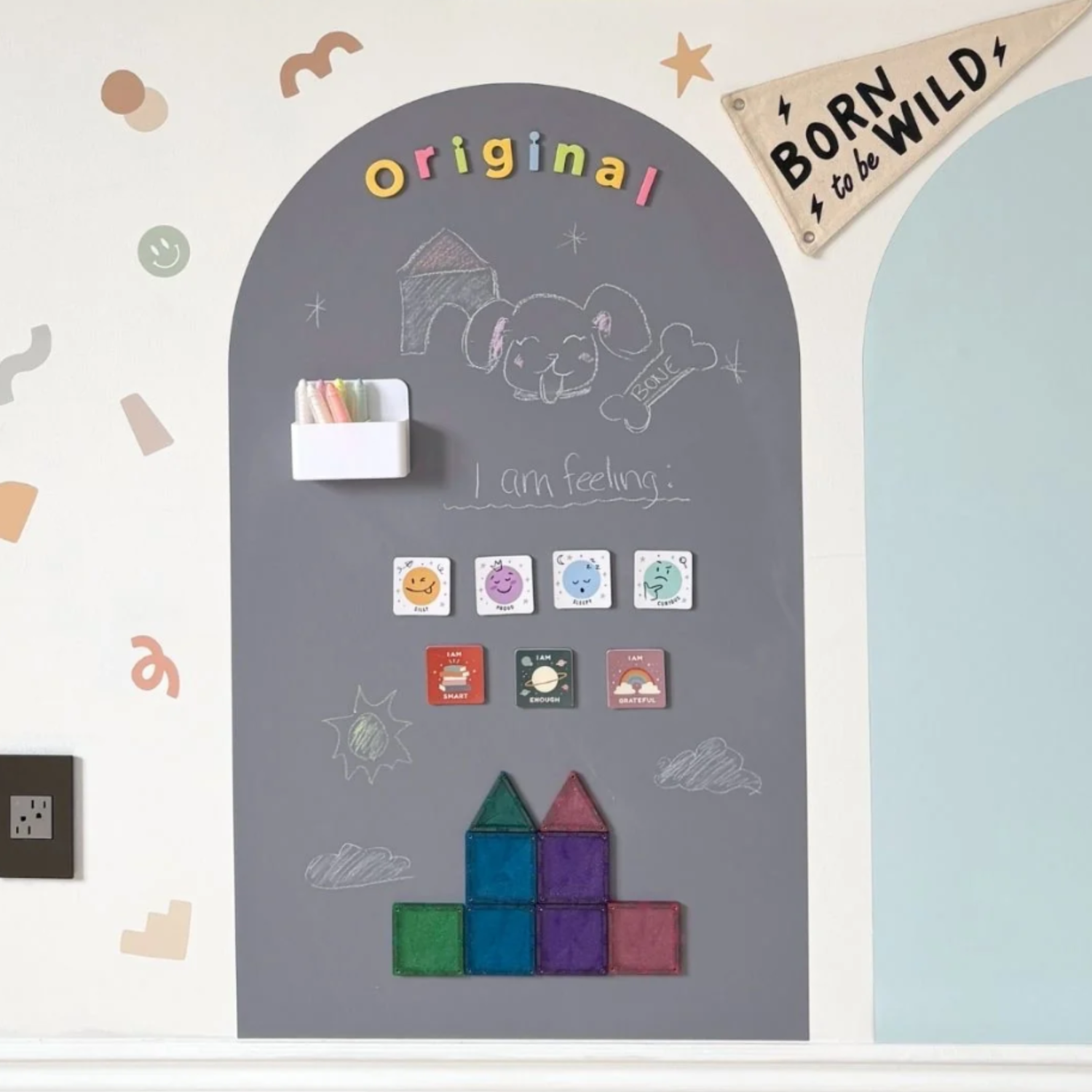 Magic Playwall - Arch Magnetic Wall Decal (Stone Grey)