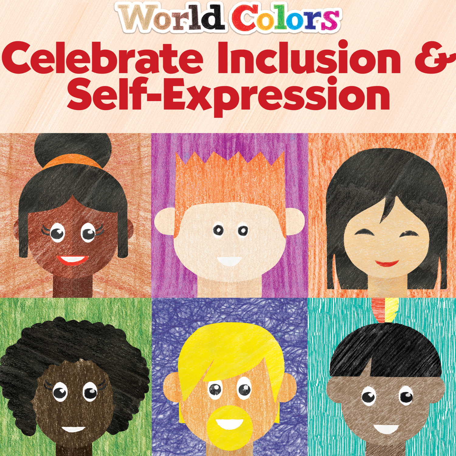 World Colours - 15 Beeswax Crayons with Skin Tones