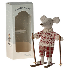 Maileg Winter Mouse with Ski Set (Mum)