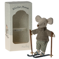 Maileg Winter Mouse with Ski Set (Big Brother)