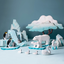 Bumbu Toys Wooden Icy Cliff and Penguin Set