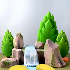 River Plate, Waterfall and Mossy Rocks Set | Wooden Toy