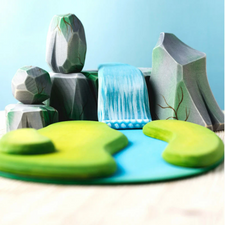 River Plate, Waterfall and Mossy Rocks Set | Wooden Toy
