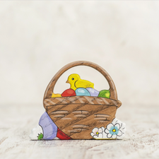 Easter Basket with Chicks and Eggs | Wooden Toy