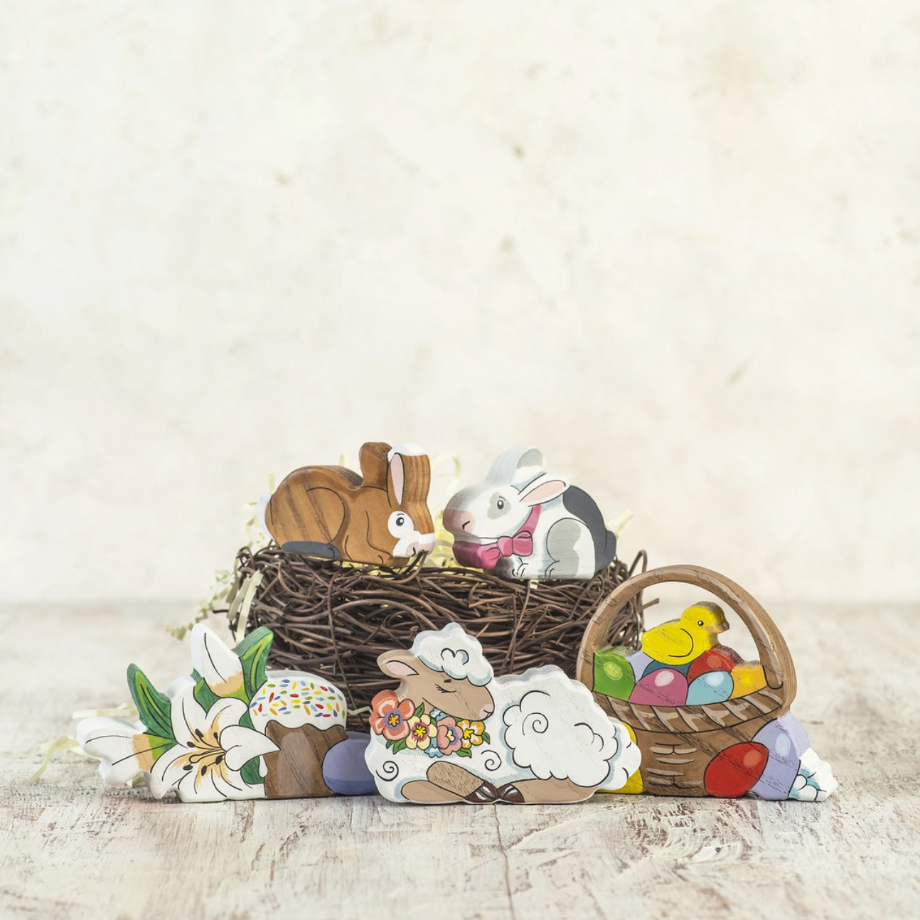 Wooden Caterpillar Easter Basket Figure (Chicks and Eggs)