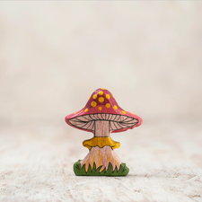 Enchanted Pink Fairy Mushroom | Wooden Toy Figurine