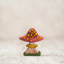 Enchanted Pink Fairy Mushroom | Wooden Toy Figurine