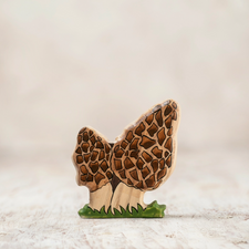 Wooden Caterpillar Morel Mushrooms Figure