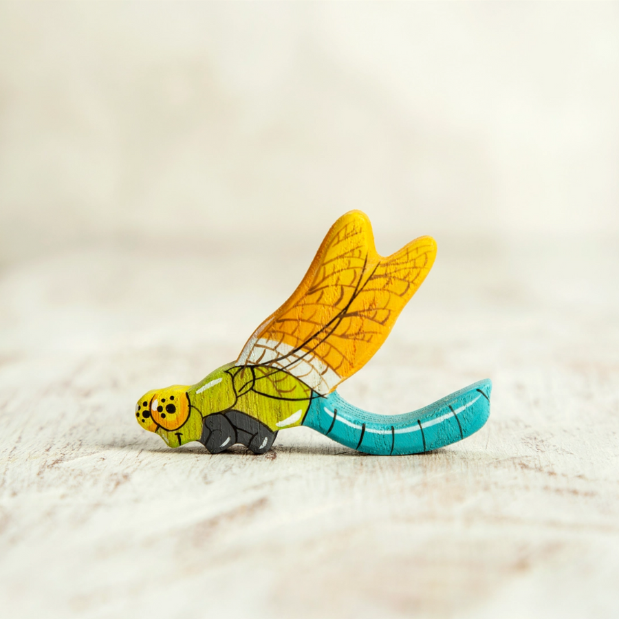Wooden Caterpillar Toy Dragonfly Figure