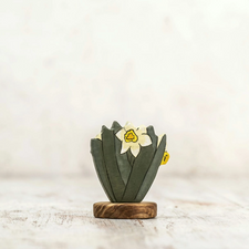 Wooden Caterpillar Daffodil Flower Figure