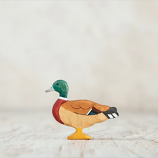 Wooden Caterpillar Mallard Duck Figure