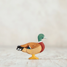 Wooden Caterpillar Mallard Duck Figure