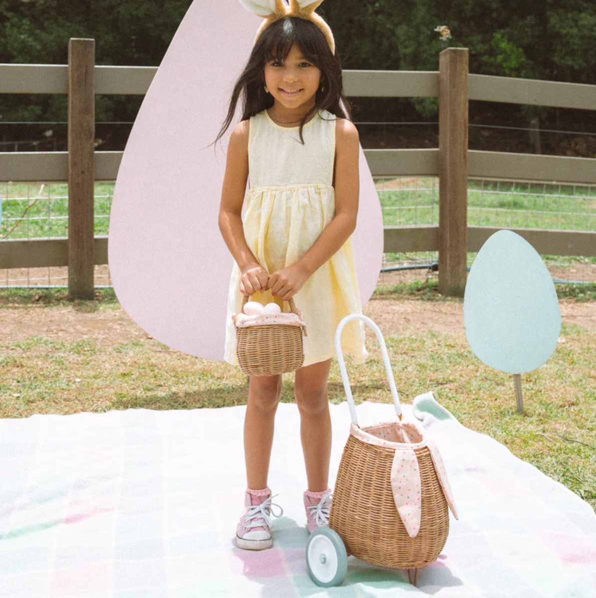Rattan Bunny Luggy with Lining – Gumdrop