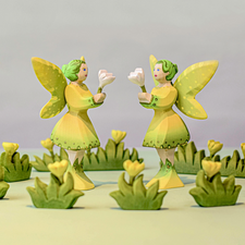 Small Wooden Flower for Fairies (White)