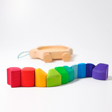 Grimm's Pull Along Turtle with Rainbow Building Blocks