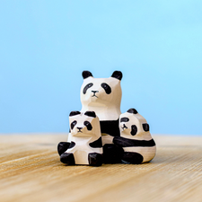 Wooden Panda Family and Tree Set