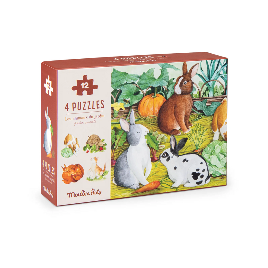 Le Jardinier - Garden Animals Mini Puzzles (4 Puzzles x 12pcs)