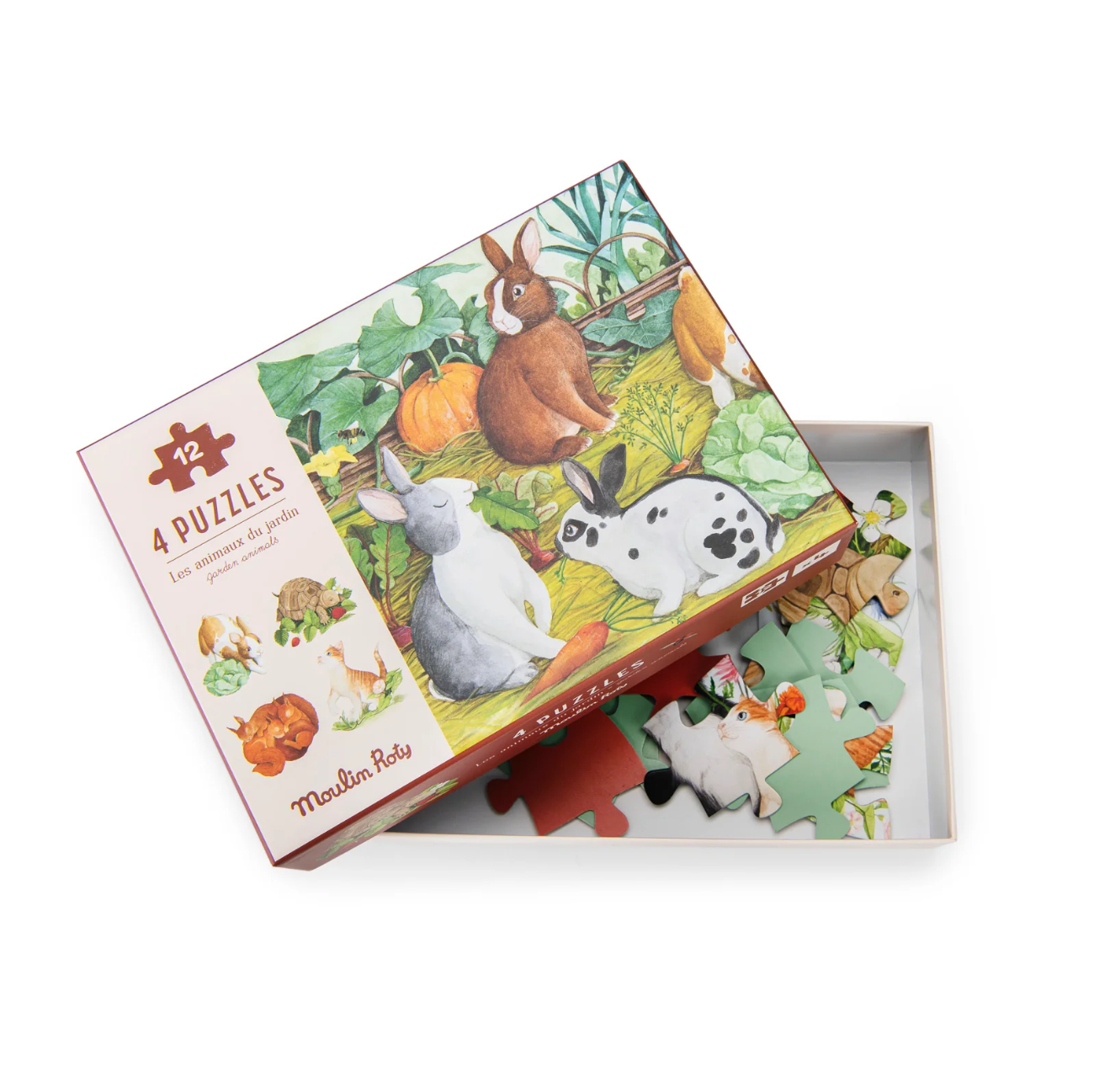 Le Jardinier - Garden Animals Mini Puzzles (4 Puzzles x 12pcs)