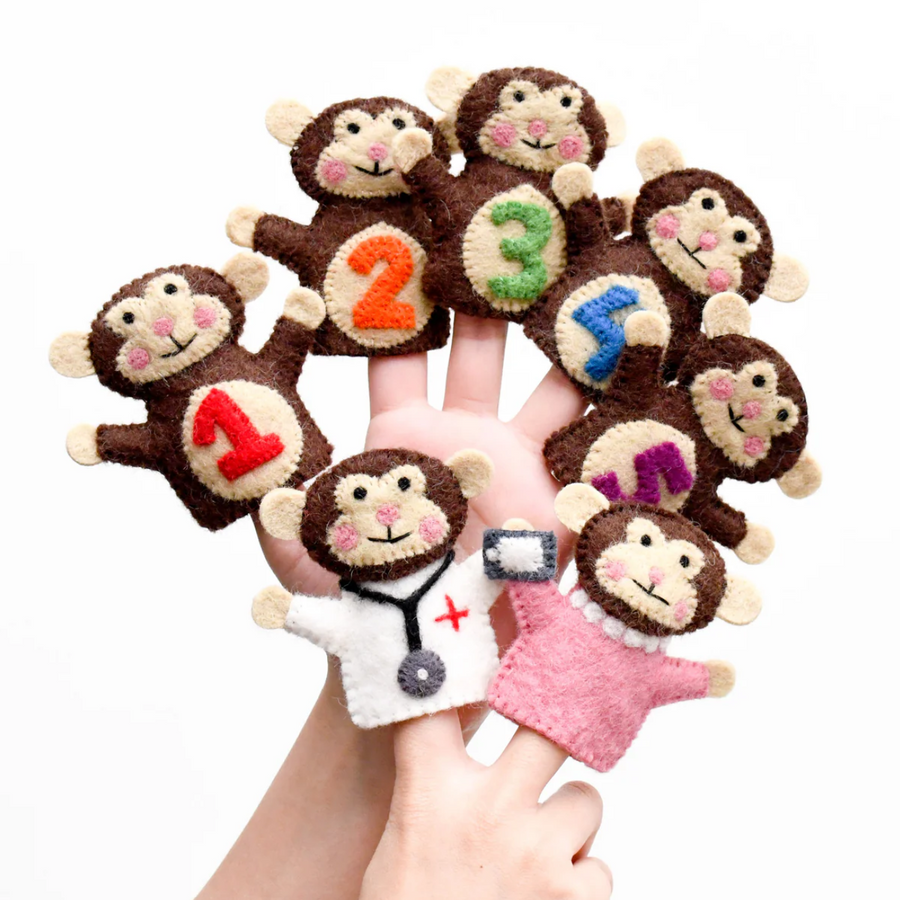 Five Little Monkeys Finger Puppets Set