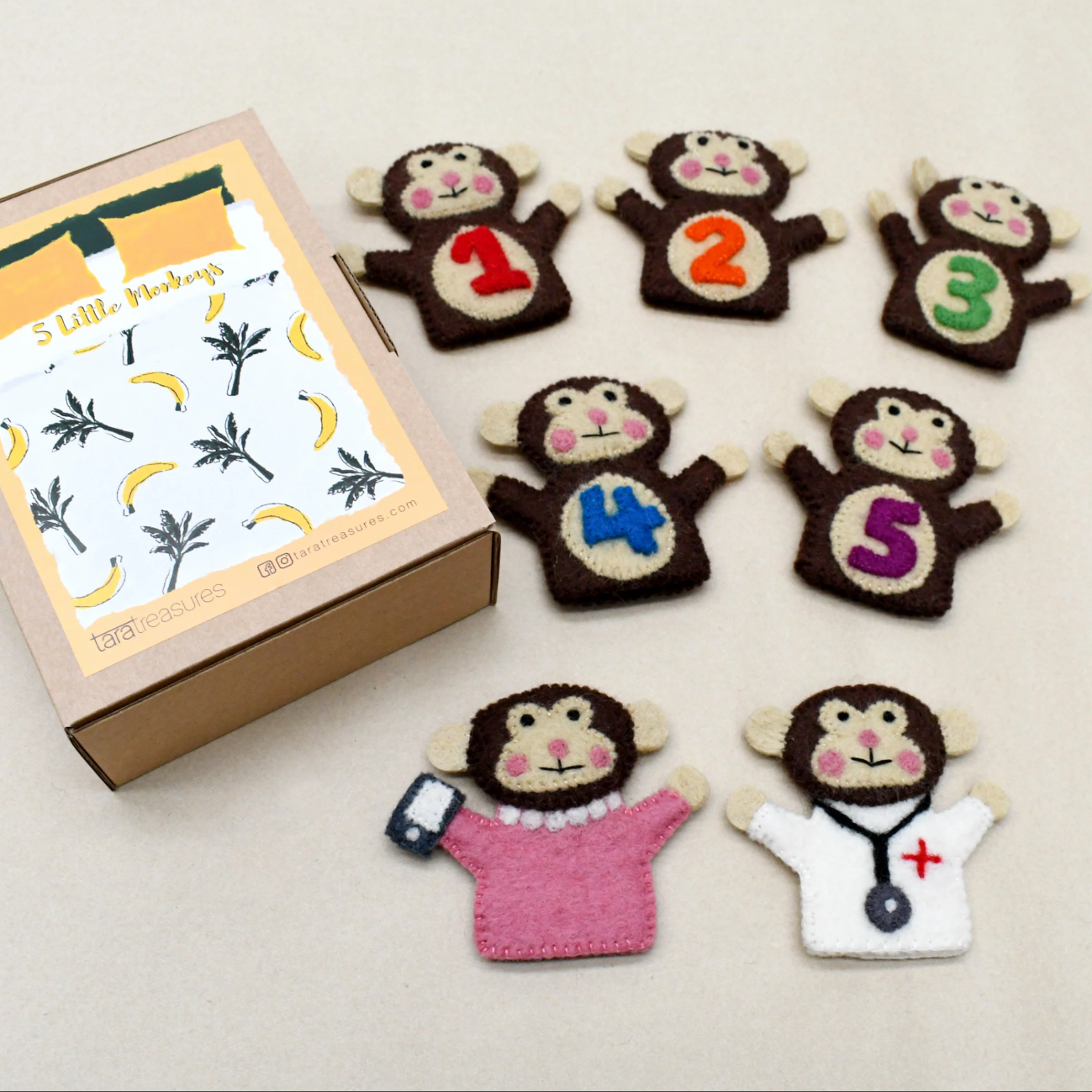 Five Little Monkeys Finger Puppets Set