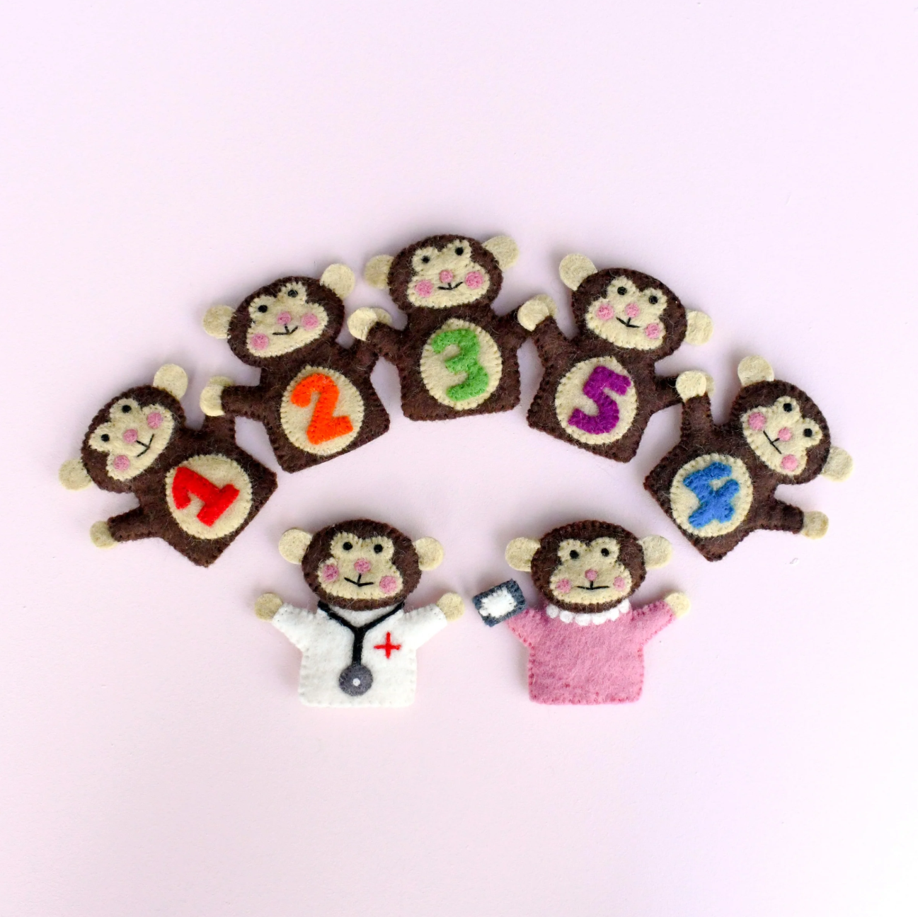 Five Little Monkeys Finger Puppets Set