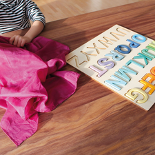 Grimms Rainbow Alphabet Puzzle Wooden Learning Toy The Playful Peacock