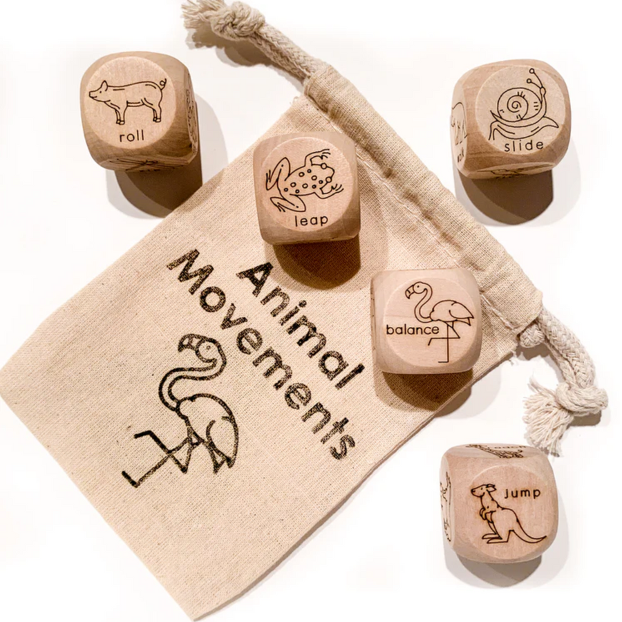 Wooden Animal Movement Dice (Set of 5)