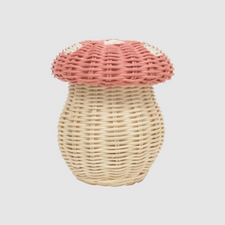 Rattan Toadstool Porcini Basket (Pink Musk)