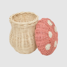 Rattan Toadstool Porcini Basket (Pink Musk)
