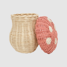 Rattan Toadstool Porcini Basket (Pink Musk)