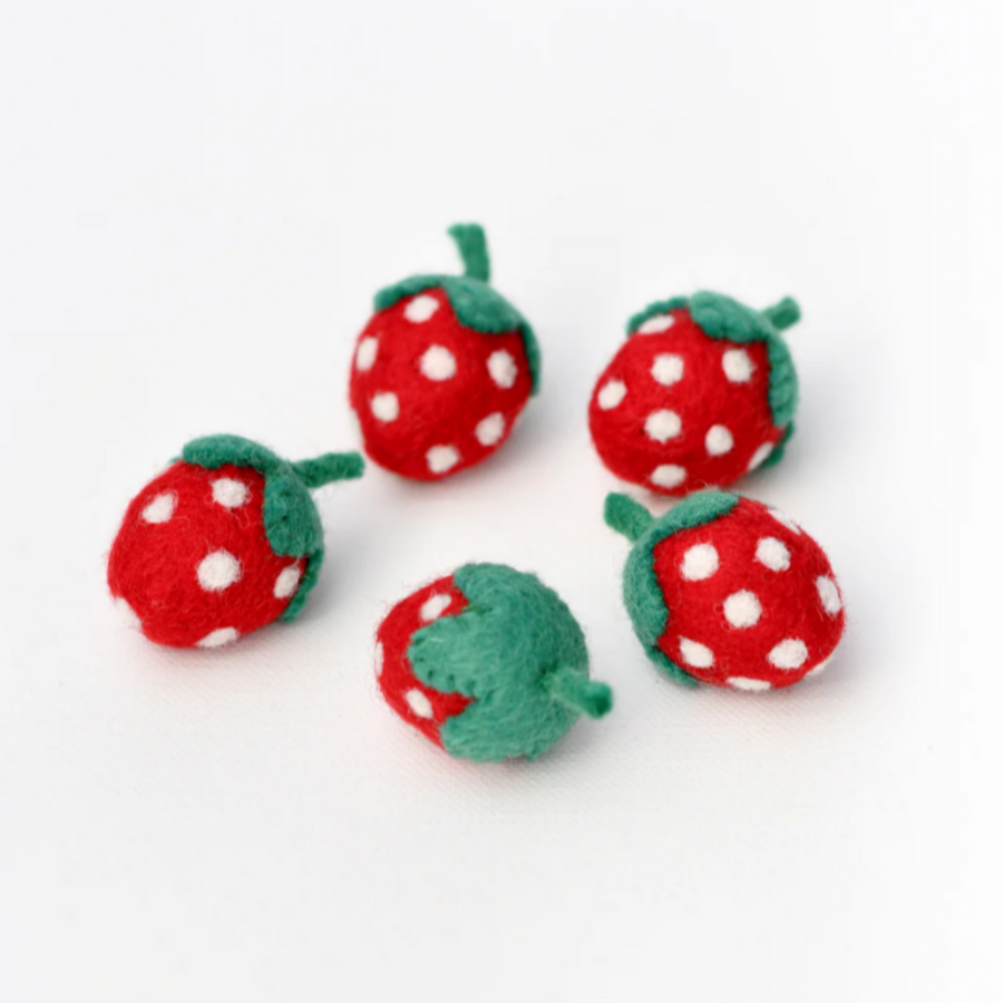Felt Strawberries (Set of 5) | Play Food
