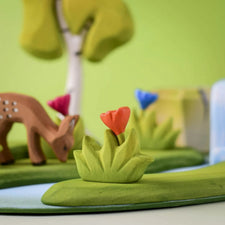 Grass with Orange Flowers (Small) | Wooden Toy