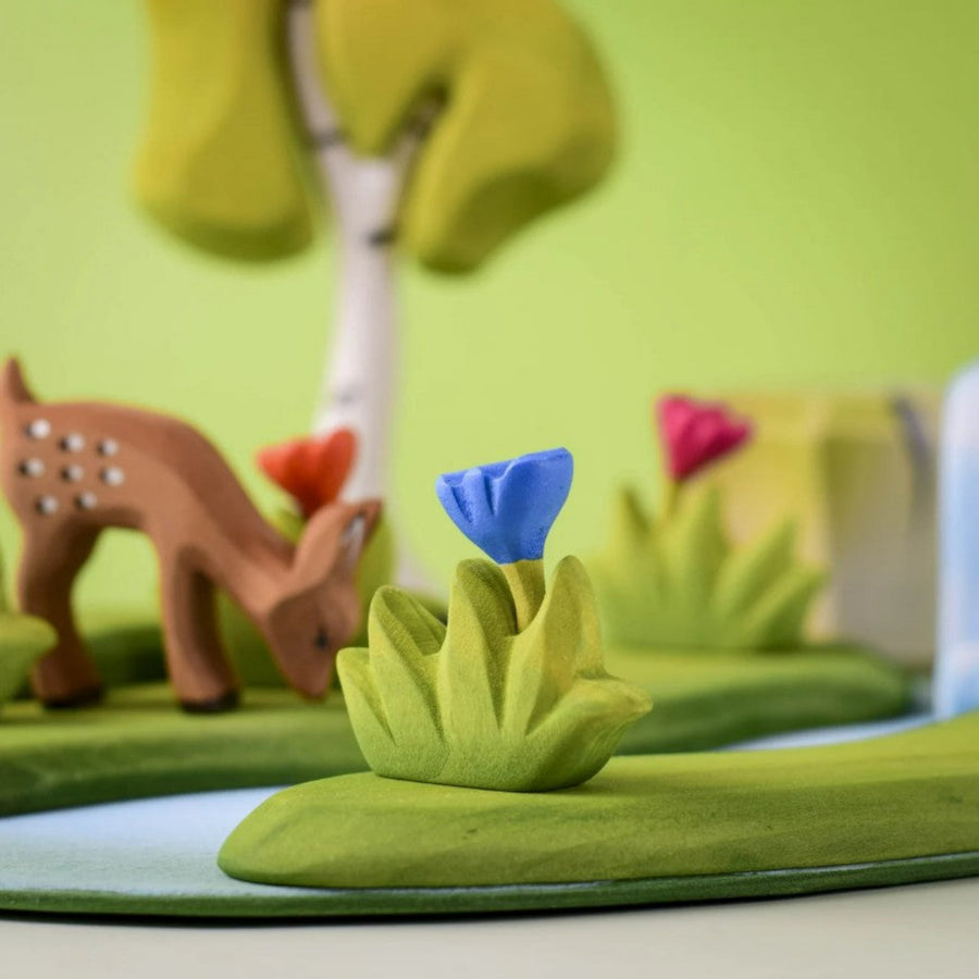 Grass with Blue Flowers (Small) | Wooden Toy