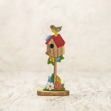 Bird House with Spring Flowers and Bird | Wooden Toy