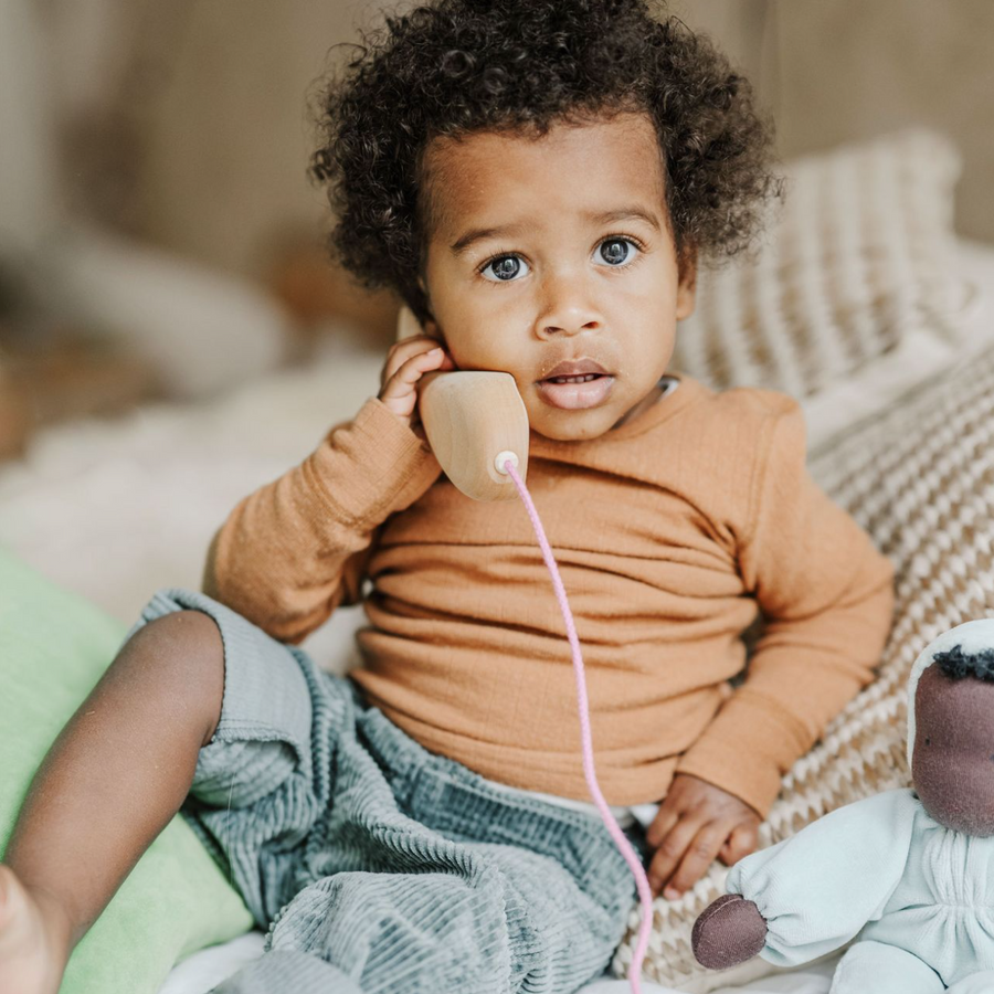 Grimm's Wooden Telephone (PLS NOTE: Cord Colours Vary)
