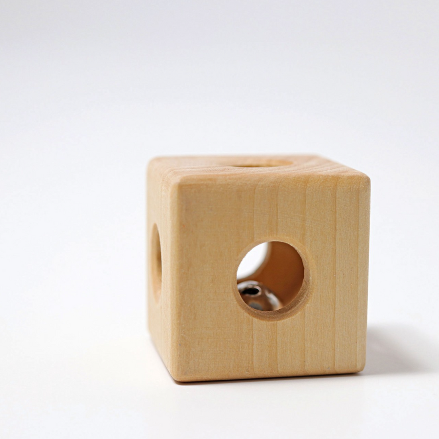 Grimm's Wooden Rattle Cube with Bell