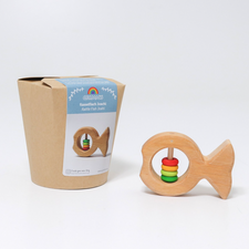 Grimm's Wooden Rattle (Little Fish Multi-Colour Discs)
