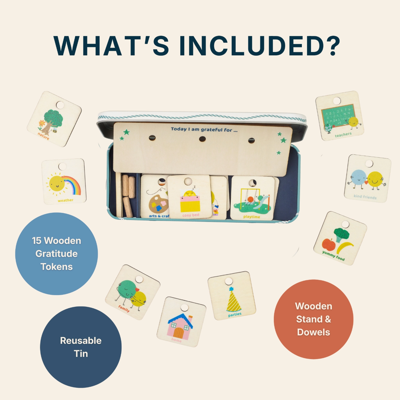 Wooden Gratitude Chart for Kids