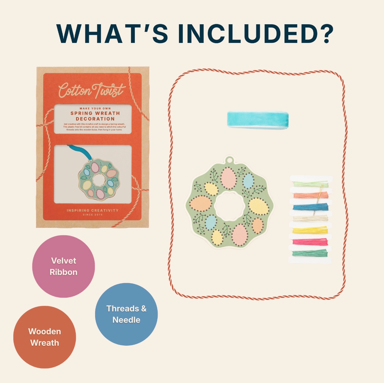 Make Your Own Stitched Decoration Craft Kit (Spring Wreath)