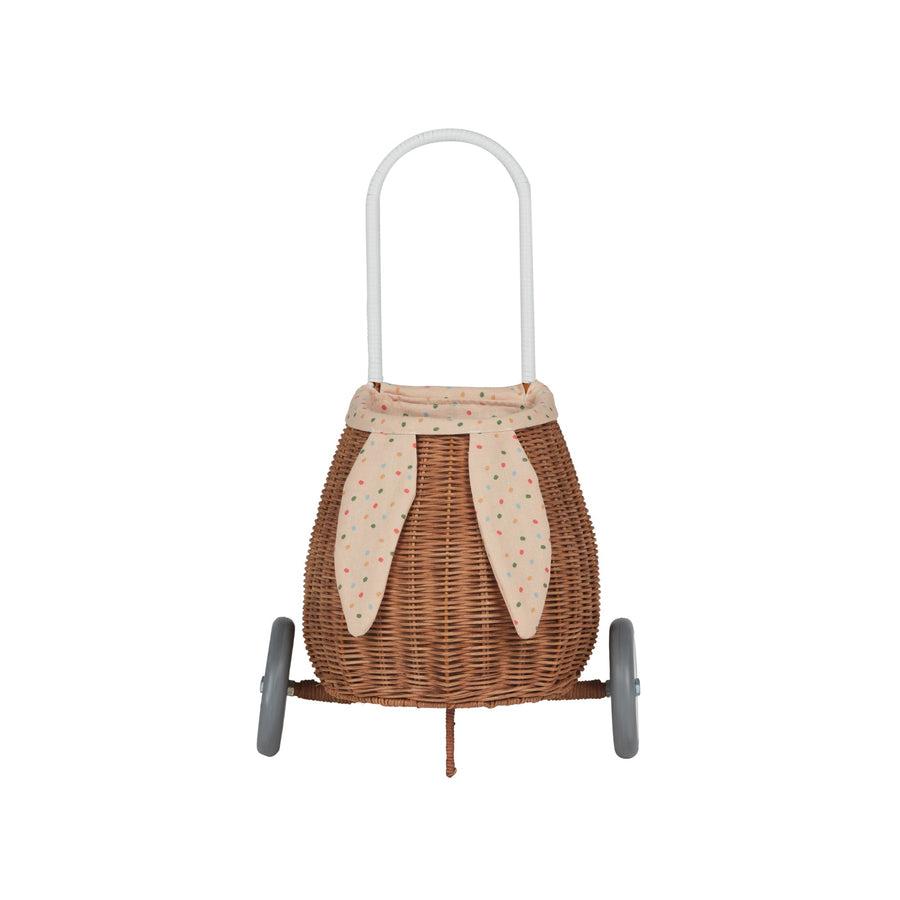 Olli Ella Rattan Bunny Luggy with Lining (Gumdrop)