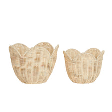 Rattan Lily Basket Set (Buttercream)