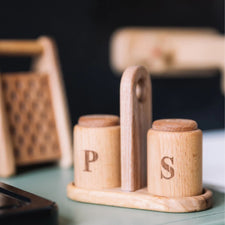 Wooden Pretend Play Salt & Pepper Shaker Set
