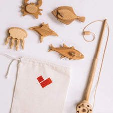 Handmade Wooden Fishing Set | Magnetic Fishing Game