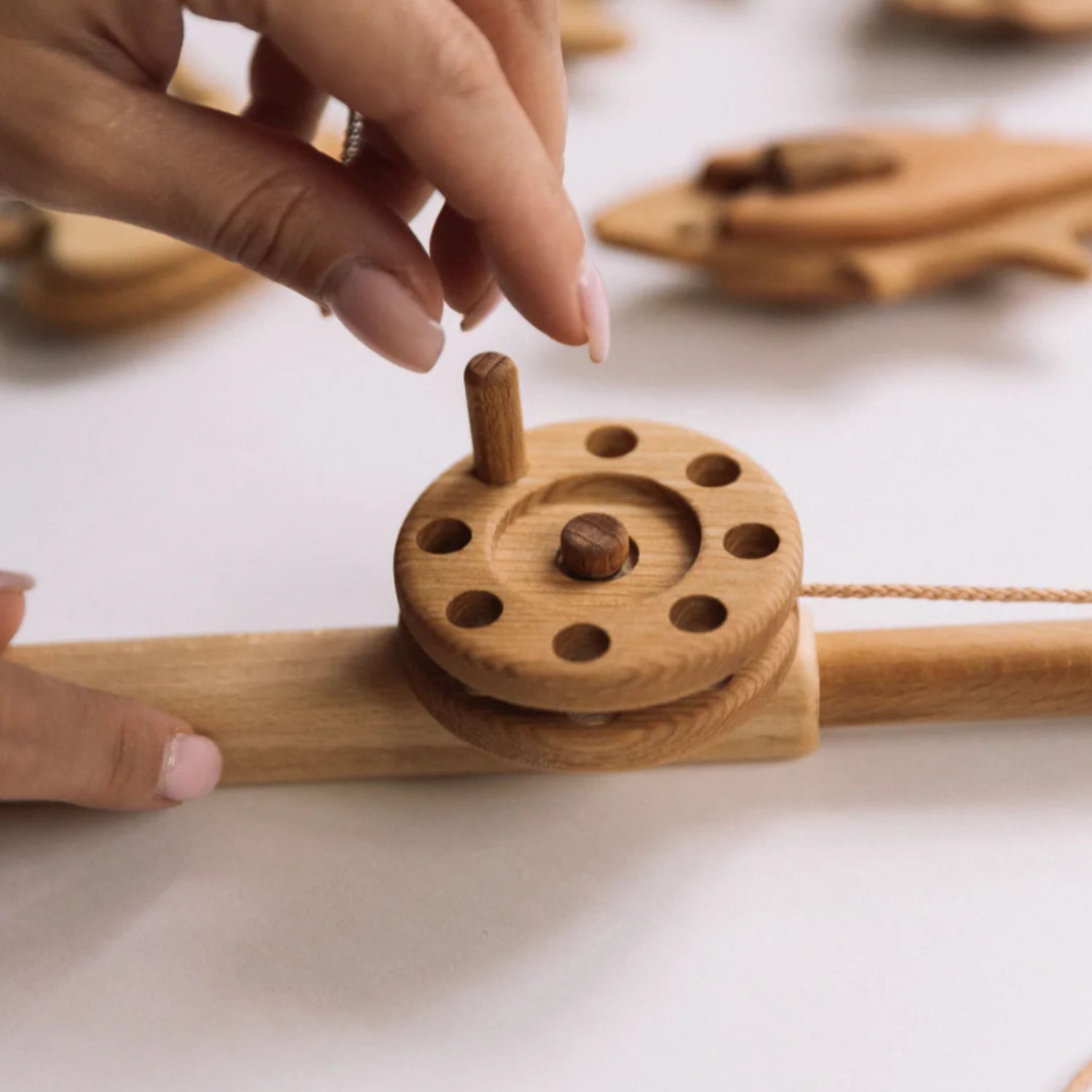 Handmade Wooden Fishing Set | Magnetic Fishing Game